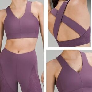 Lululemon Lab Embossed Nulu Cross-Back Yoga Bra Tracer Print Emboss Amethyst 2